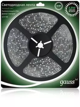 Светодиодная лента Gauss 5M Зелёный 4,8W 3528SMD 60LED/m EB311000605