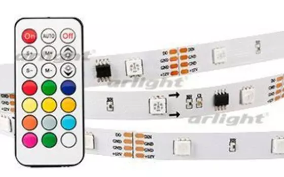Светодиодная лента SPI-5000SE-IR21B 12V RGB (5060,150 LED x3,1804, ПДУ) Arlight 021213 SMD 5060 5м.