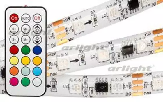 Светодиодная лента SPI-5000SE-IR21B 12V RGB (5060,300 LED x3,1804, ПДУ) Arlight 024145 SMD 5060 5м.
