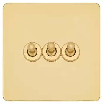 Тумблерный трехклавишный выключатель T&amp;J Electric Ultimate II Полированная латунь G203-2-86-PB