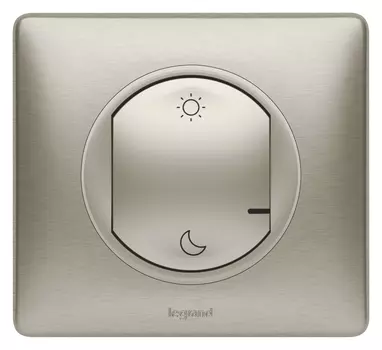 Умный беспроводной сценарный выключатель "День/Ночь". Цвет Титан. Рамка Титан. Legrand Celiane with NETATMO 064885