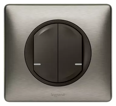 Умный беспроводной выключатель 2-клавишный. Цвет Графит. Рамка Вольфрам. Legrand Celiane with NETATMO 064894