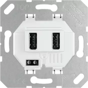 USB3-2WW Розетка USB двойная Jung для зарядки, 2 x 700 мA, винтовой зажим