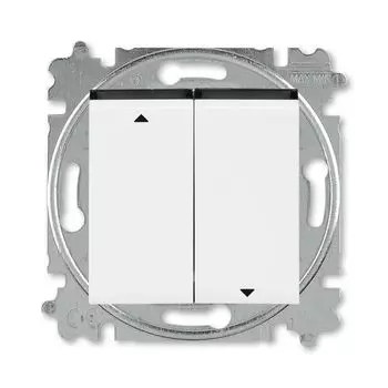 Выключатель жалюзи двухклавишный ABB Levit без фиксации клавиш белый / дымчатый чёрный 3559H-A88445 62W 2CHH598845A6062