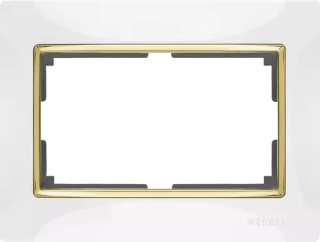 WL03-Frame-01-DBL-white-GD Рамка для двойной розетки (белый/золото) Snabb Werkel a035260