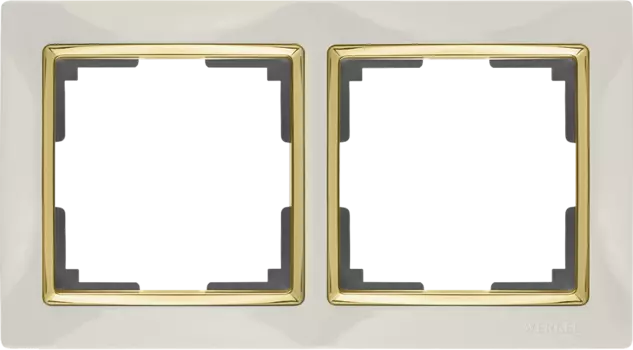 WL03-Frame-02-ivory-GD Рамка на 2 поста (слоновая кость/золото) Snabb Werkel a035248