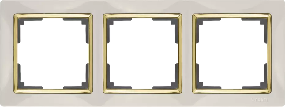 WL03-Frame-03-ivory-GD Рамка на 3 поста (слоновая кость/золото) Snabb Werkel a035249
