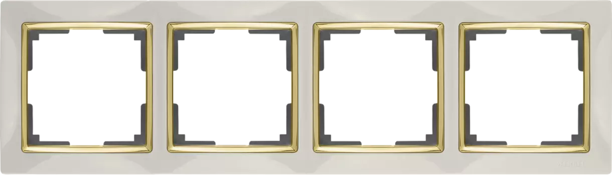 WL03-Frame-04-ivory-GD Рамка на 4 поста (слоновая кость/золото) Snabb Werkel a035250