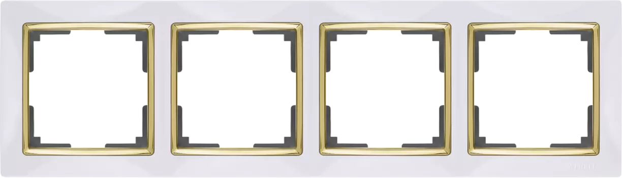 WL03-Frame-04-white-GD Рамка на 4 поста (белый/золото) Snabb Werkel a035255