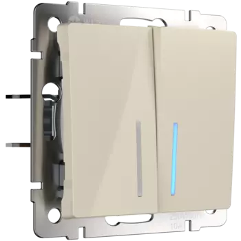WL03-SW-2G-LED-ivory Выключатель двухклавишный с подсветкой (слоновая кость) Antik Werkel a030807