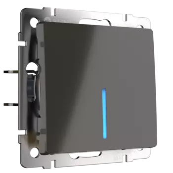 WL07-SW-1G-2W-LED Выключатель одноклавишный проходной с подсветкой (серо-коричневый) Antik Werkel a035909