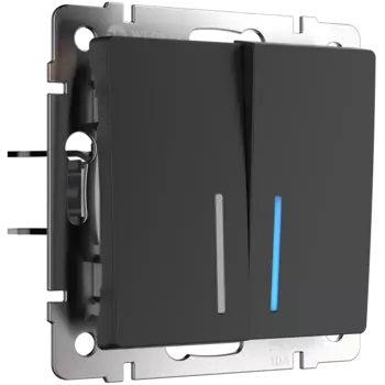 WL08-SW-2G-LED Выключатель двухклавишный с подсветкой (черный матовый) Antik Werkel a029878