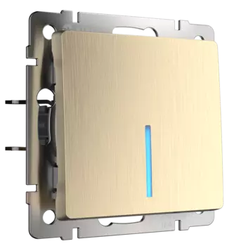 WL10-SW-1G-LED Выключатель одноклавишный с подсветкой (шампань рифленый) Antik Werkel a035614