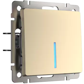 WL11-SW-1G-2W-LED Выключатель одноклавишный проходной с подсветкой (шампань) Antik Werkel a040917