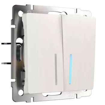 WL13-SW-2G-2W-LED Выключатель двухклавишный проходной с подсветкой (перламутровый рифленый) Antik Werkel a040898