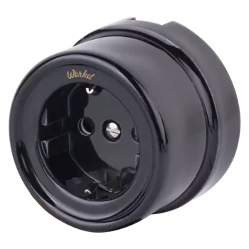 WL18-03-01 Розетка с заземлением (черный) Ретро Favorit Runda Werkel a036815