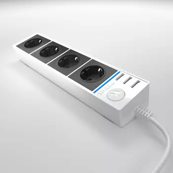 WL20-04-03 Розеточный блок 4-х местный + 3 USB белый/черный Diamant Werkel a041432