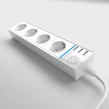 WL20-04-03 Розеточный блок 4-х местный + 3 USB белый Diamant Werkel a039974