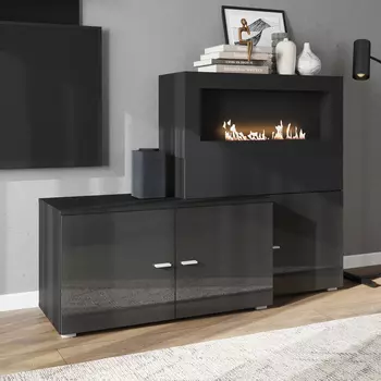 Тумба под телевизор с камином Хюгге