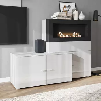 Тумба под телевизор с камином Хюгге