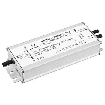 Блок питания ARPV-UH24240-PFC-0-10V (24V, 10.0A, 240W) (Arlight, IP67 Металл, 7 лет), 024143(1)