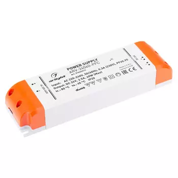 Блок питания ARV-24060-PFC (24V, 2.5A, 60W) (Arlight, IP20 Пластик, 2 года), 016342(1)