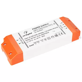 Блок питания ARV-SN24250-PFC-B (24V, 10.4A, 250W) (Arlight, IP20 Пластик, 3 года), 022923(1)