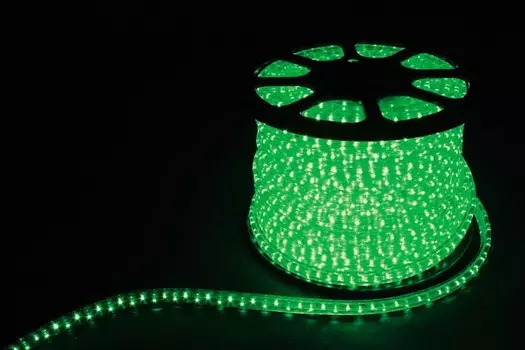 Дюралайт (световая нить) со светодиодами, 2W 100м 230V 36LED/м 13мм, зеленый, LED-R2W