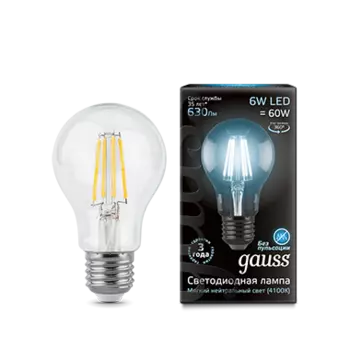 Gauss LED Filament A60 E27 6W 4100К 1/10/51