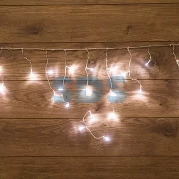 Гирлянда Айсикл (бахрома) светодиодный, 1,8 х 0,5 м, Прозрачный провод, 230 В, диоды белые