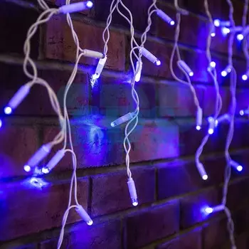 Гирлянда Айсикл (бахрома) светодиодный, 2,4х0,6м, эффект мерцания, белый провод, 230 В, диоды СИНИЕ, 88 LED NEON-NIGHT
