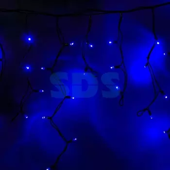 Гирлянда Айсикл (бахрома) светодиодный, 4,0 х 0,6 м, черный провод КАУЧУК, 230 В, диоды синие, 128 LED NEON-NIGHT