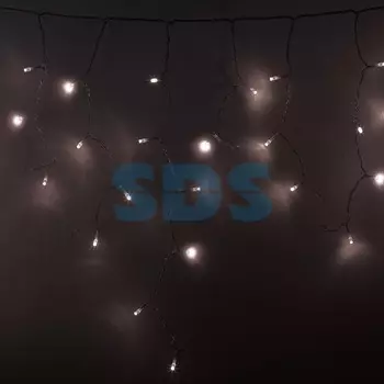 Гирлянда Айсикл (бахрома) светодиодный, 4,8 х 0,6 м, Прозрачный провод, диоды ТЕПЛЫЙ БЕЛЫЙ, 176 LED