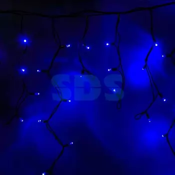 Гирлянда Айсикл (бахрома) светодиодный, 5,6 х 0,9 м, черный провод КАУЧУК, 230 В, диоды синие, 240 LED NEON-NIGHT