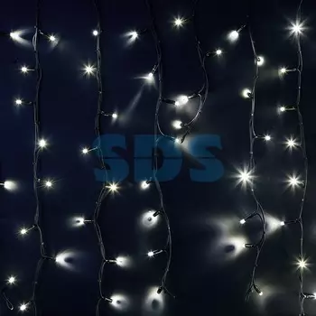 Гирлянда Айсикл (бахрома) светодиодный, 6,0 х 1,5 м, черный провод КАУЧУК, 230 В, диоды белые, 480 LED NEON-NIGHT