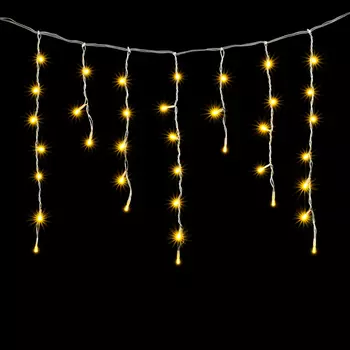 Гирлянда Бахрома 3,1 x 0,5 м Тепло-Белая 220В, 150 LED, Провод Прозрачный ПВХ, IP54