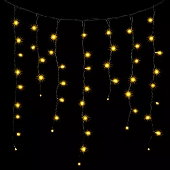 Гирлянда Бахрома 3,2 x 0,9 м Тепло-Белая 220В, 168 LED, Провод Черный Каучук, IP54