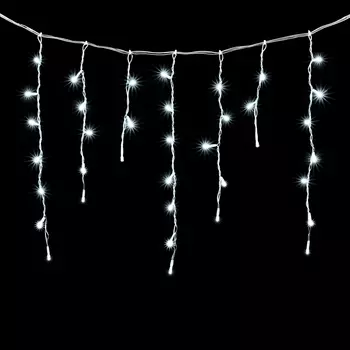 Гирлянда Бахрома 4,9 x 0,5 м Белая с Мерцанием Белого Диода 220В, 240 LED, Провод Прозрачный ПВХ, IP54