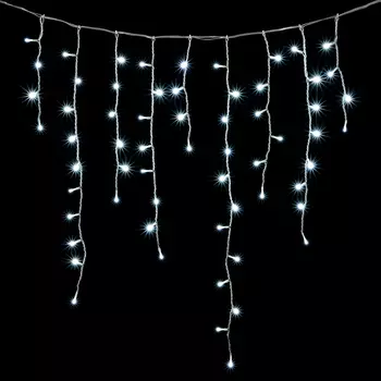 Гирлянда Бахрома 5 x 0,9 м Белая 220В, 348 LED, Провод Прозрачный Силикон, IP65
