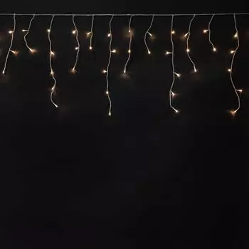 Гирлянда Бахрома на Батарейках 3 x 0,5 м Шампань, 100 LED, Провод Прозрачный Силикон, IP65