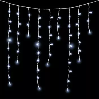 Гирлянда Бахрома с Колпачком 3,2 x 0,9 м Белая с Мерцанием Белого Диода 220В, 180 LED, Провод Белый ПВХ, IP65