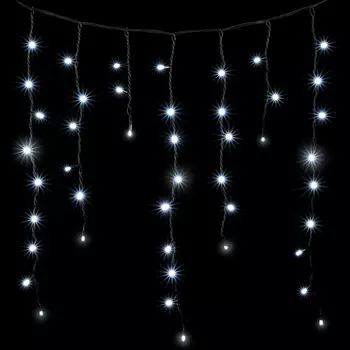 Гирлянда Бахрома с Колпачком 3,2 x 0,9 м Белая с Мерцанием Белого Диода 220В, 180 LED, Провод Черный ПВХ, IP65