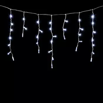 Гирлянда Бахрома с Колпачком 4,9 x 0,5 м Белая с Мерцанием Белого Диода 220В, 200 LED, Провод Прозрачный ПВХ, IP65