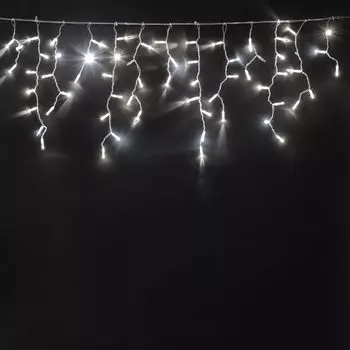 Гирлянда Бахрома с Колпачком 4,9 x 0,5 м Белая с Мерцанием Белого Диода 220В, 240 LED, Провод Прозрачный ПВХ, IP65