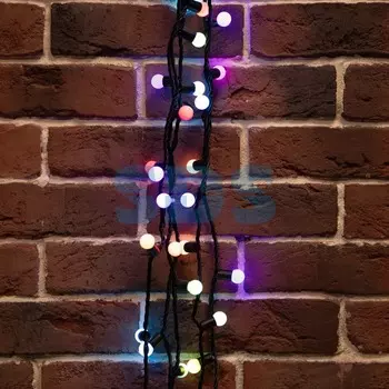 Гирлянда Мультишарики Ø17,5 мм, 10 м, черный ПВХ, 100 диодов, цвет RGB