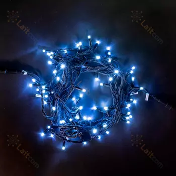 Гирлянда Нить 10м Белая 220В, 75 LED, Провод Черный Каучук, IP54