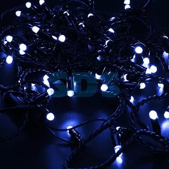 Гирлянда Нить 10м, постоянное свечение, черный ПВХ, 230В, цвет: Синий