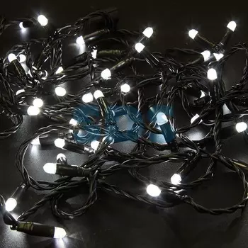 Гирлянда Нить 10м, постоянное свечение, черный ПВХ, 24В, цвет: Белый