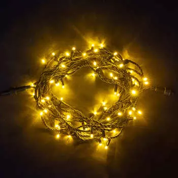 Гирлянда Нить 10м Желтая 24В, 72 LED, Провод Черный Каучук, IP54