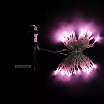 Гирлянда Нить на Батарейках 5м Розовая, 50 LED, Провод Прозрачный Силикон, IP65